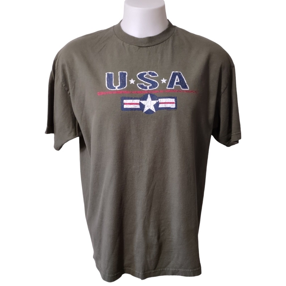 USA Graphic Men's T-Shirt Size XLarge Army Green Alstyle Apparel & Activewear - Picture 12 of 13